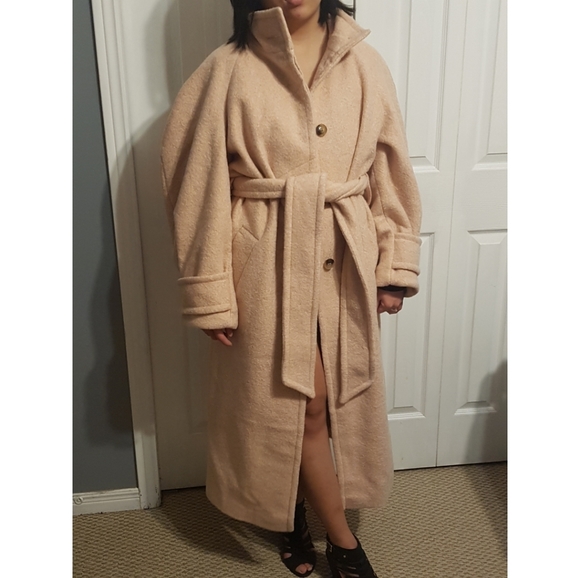 Ballon Sleeve Funnel Neck Coat - Picture 7 of 7